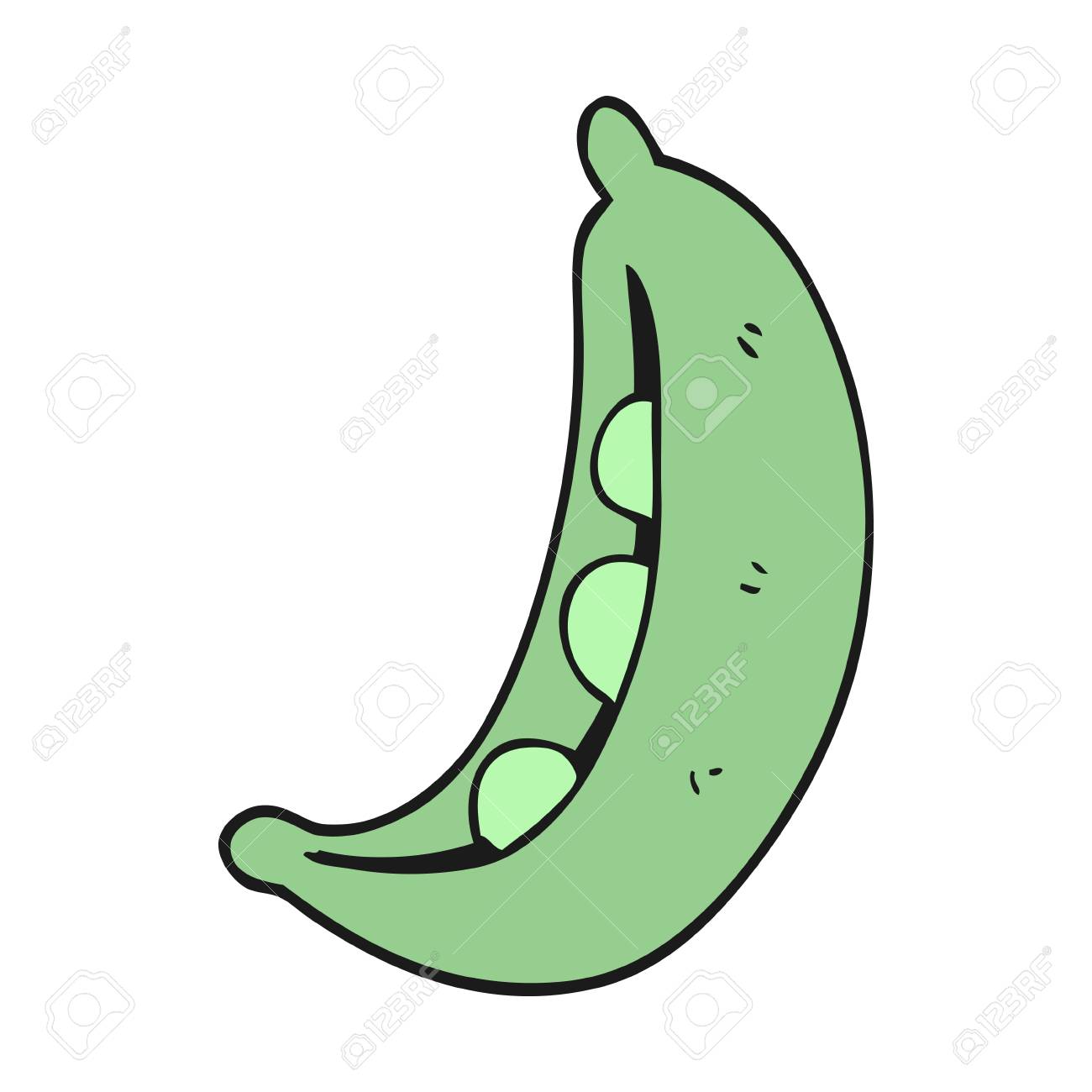 フリーハンドの描かれた漫画のエンドウ豆のイラスト素材 ベクタ Image