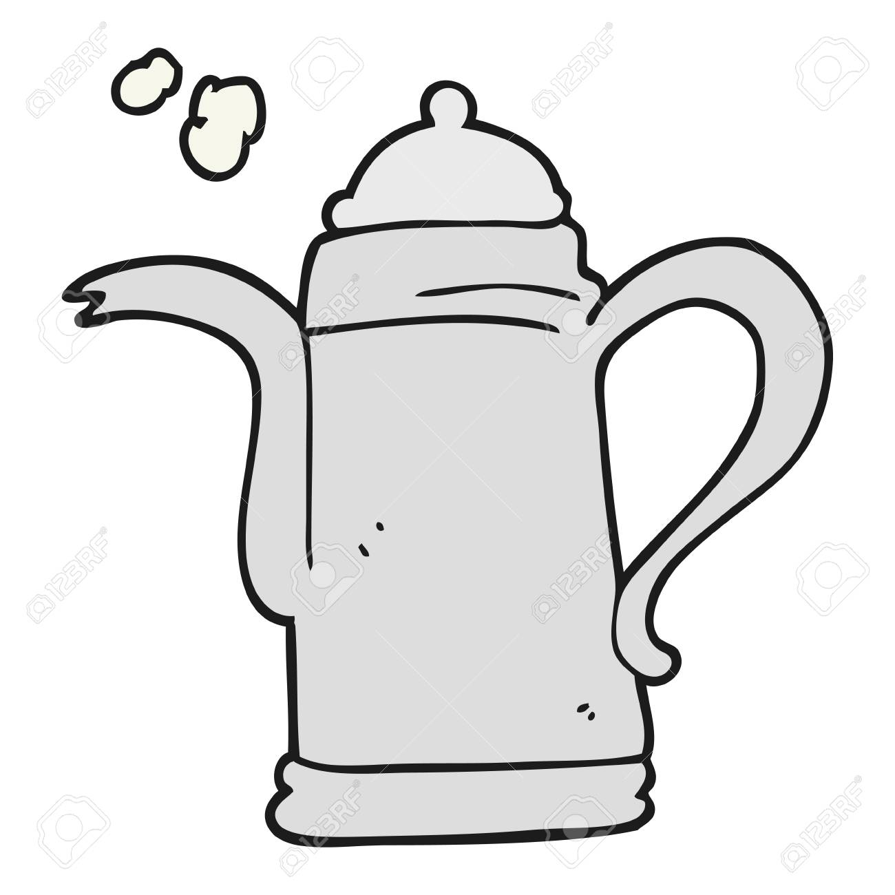 フリーハンドの描かれた漫画のコーヒー ポットのイラスト素材 ベクタ Image