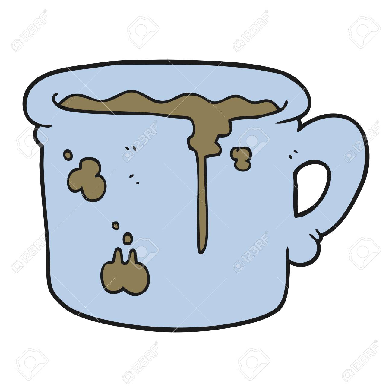フリーハンドの描画漫画古いコーヒー カップのイラスト素材 ベクタ Image