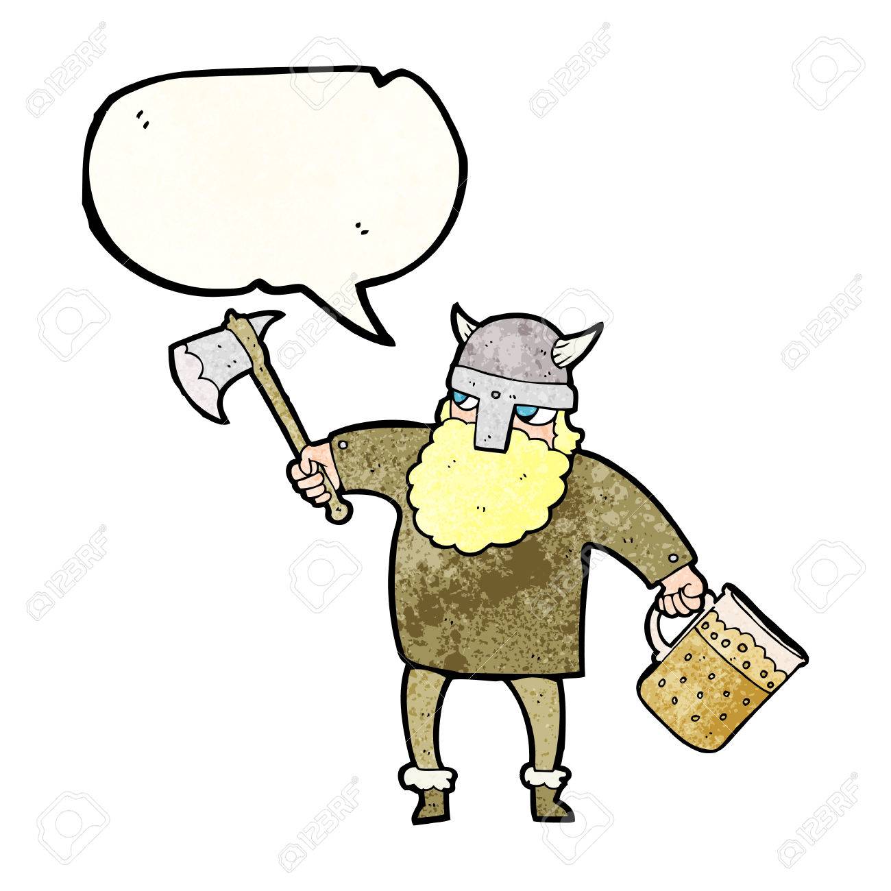 freehand speech bubble textured cartoon drunk viking ロイヤリティ