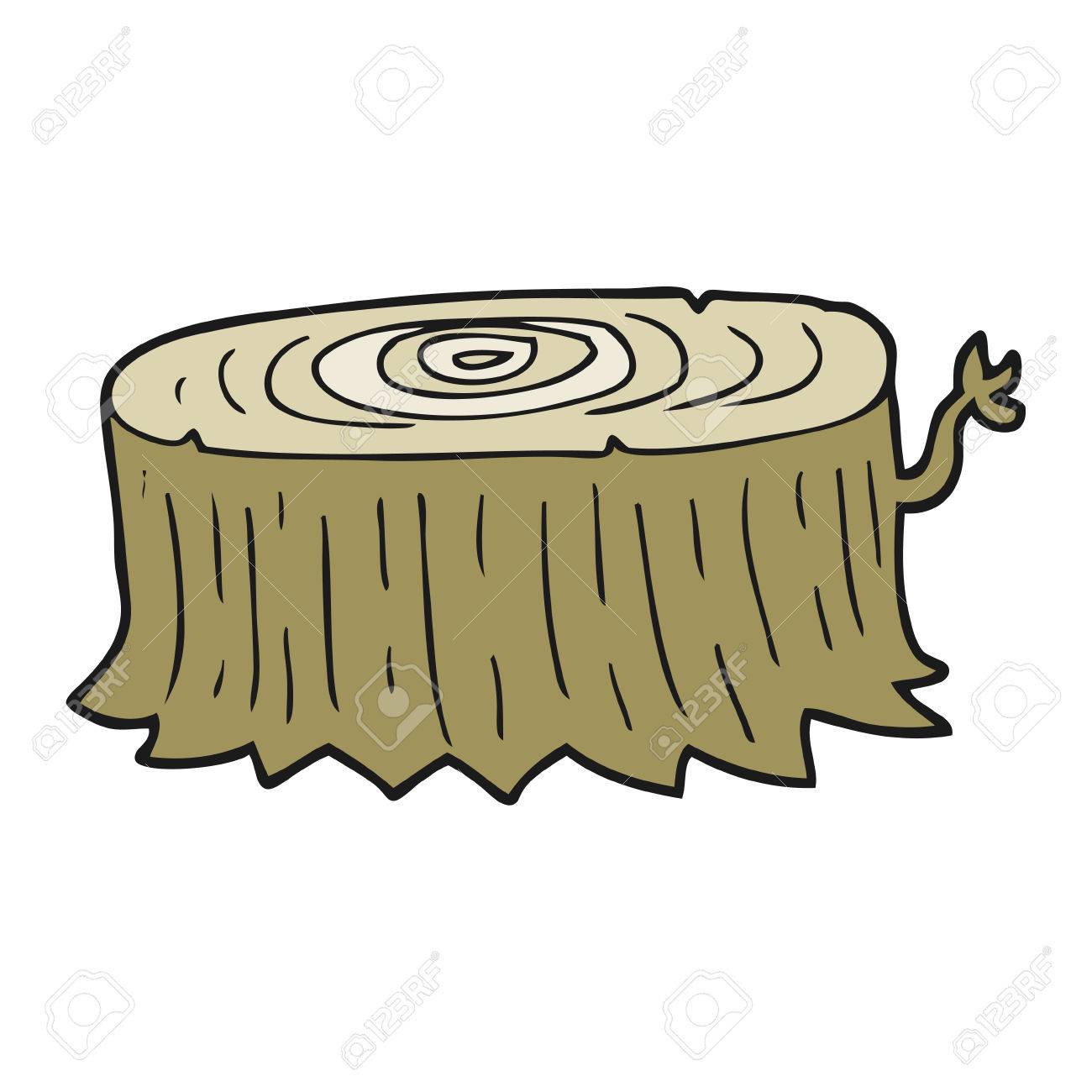 フリーハンドの描画漫画木の切り株のイラスト素材 ベクタ Image