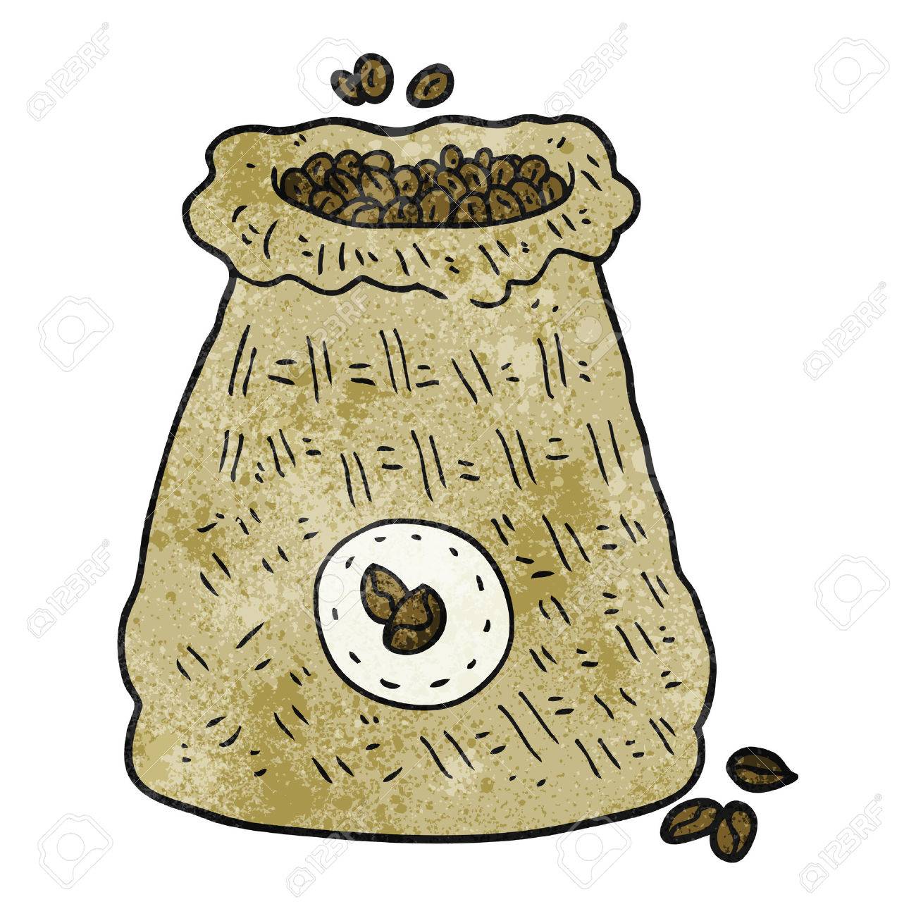 Freehand Textured Cartoon Bag Of Coffee Beans Stock Vector Freehand Textured Cartoon Bag Of Coffee Beans Stock Vector