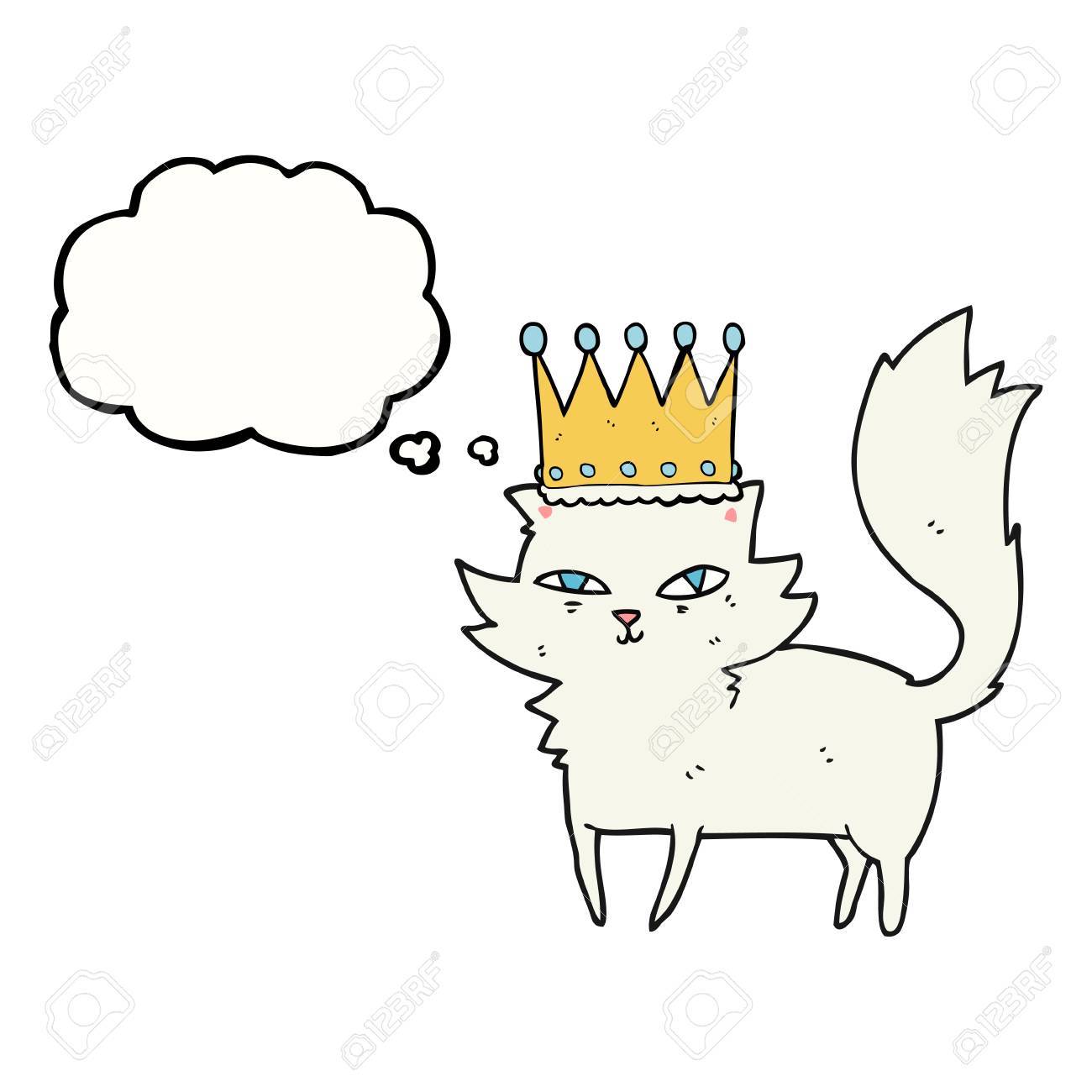 freehand drawn thought bubble cartoon posh cat royalty free cliparts