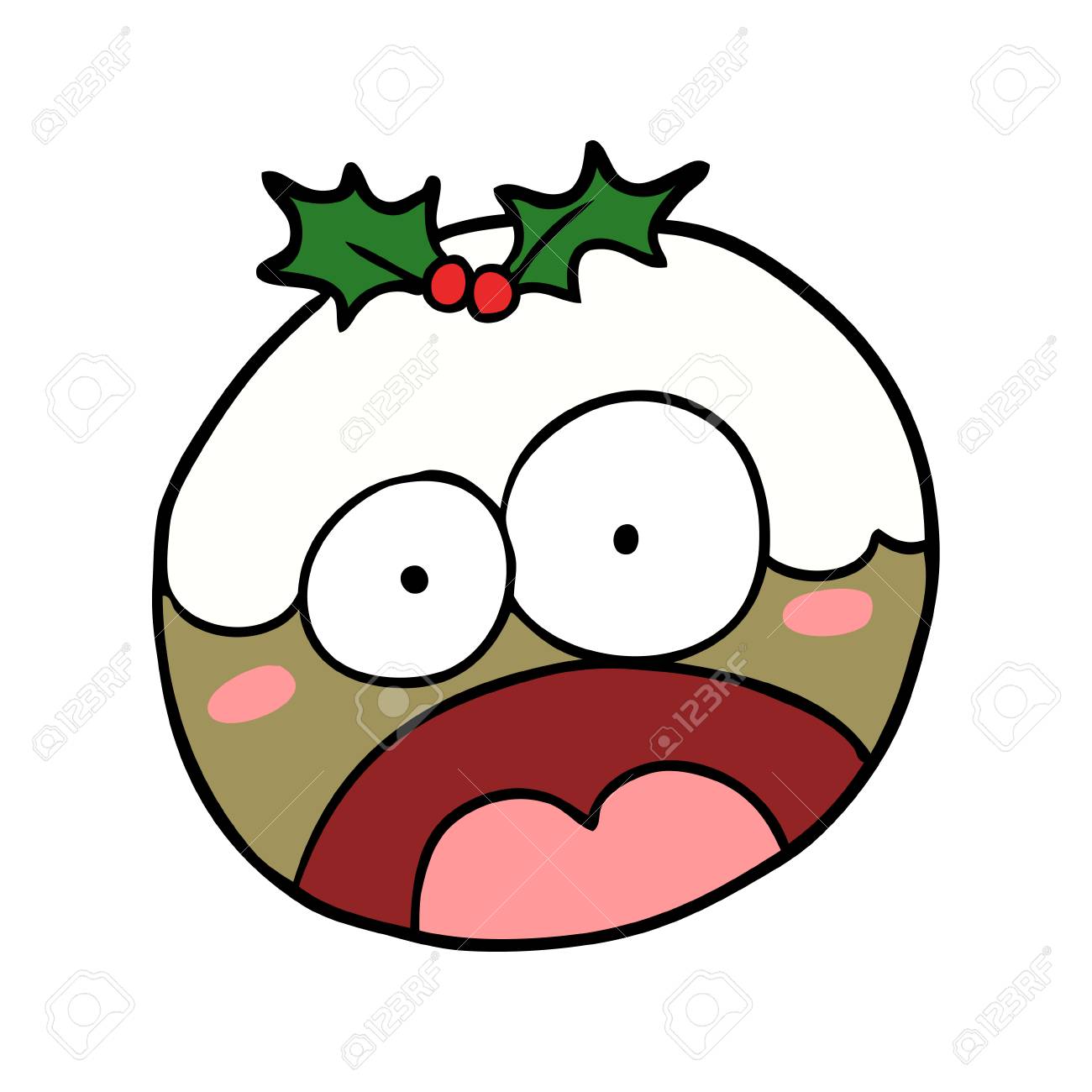 ショックを受けた顔をした漫画のクリスマスプリンのイラスト素材 ベクタ Image