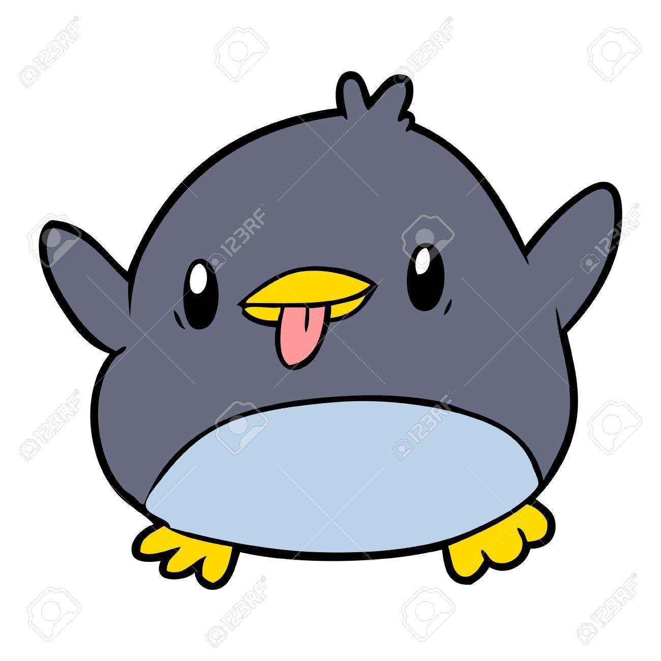 白い背景にかわいい漫画ペンギンのイラスト のイラスト素材 ベクタ Image