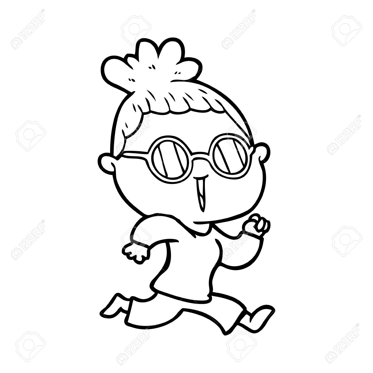 Mulher Correndo De Desenhos Animados Usando Oculos Ilustraciones Vectoriales Clip Art Vectorizado Libre De Derechos Image 94878536