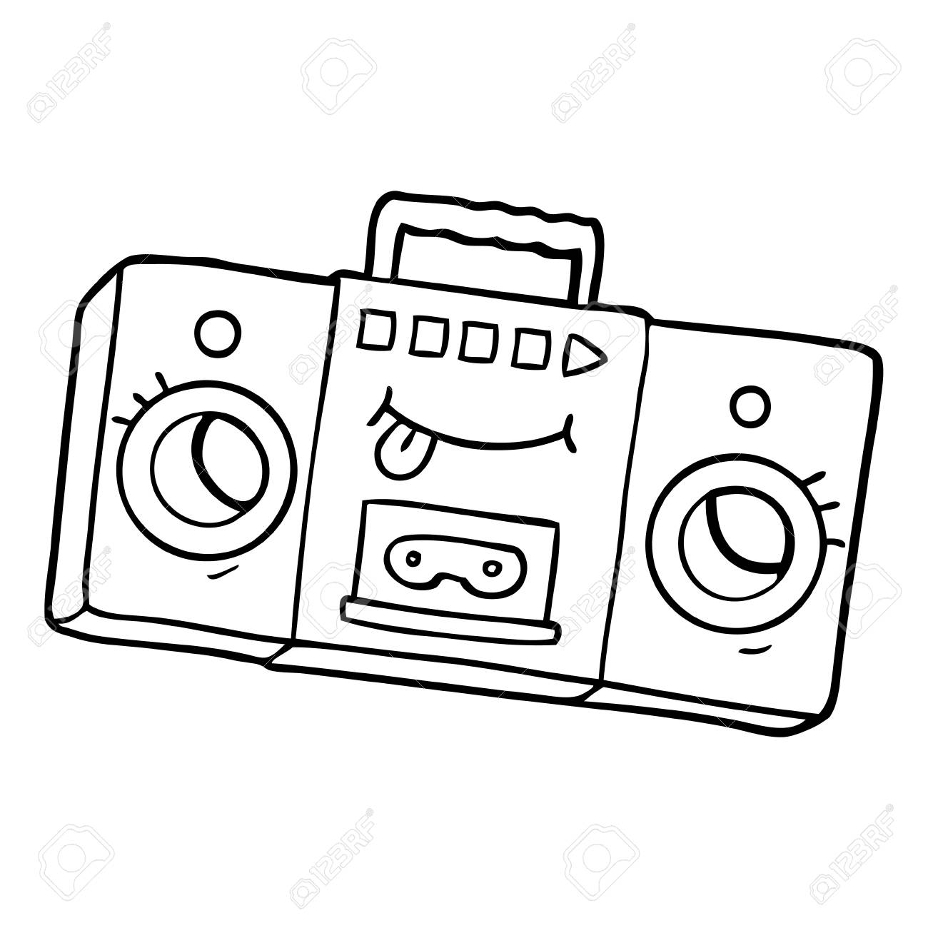 Leitor De Fita Cassete Retro De Preto E Branco Dos Desenhos Animados Ilustraciones Vectoriales Clip Art Vectorizado Libre De Derechos Image 94926114