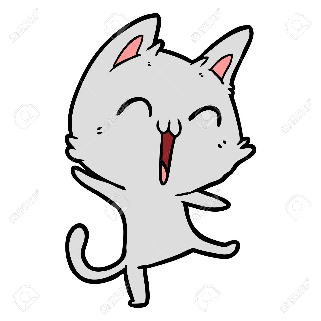 幸せな漫画猫の鳴きベクトルイラスト のイラスト素材 ベクタ Image