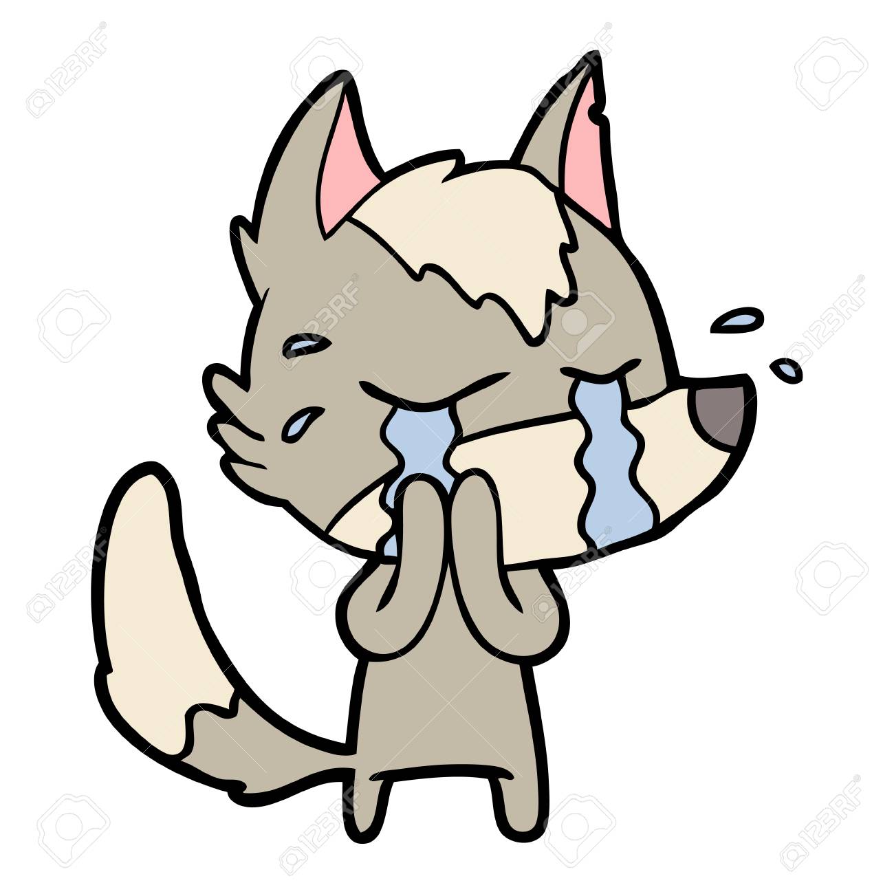 漫画泣くオオカミベクトルイラスト のイラスト素材 ベクタ Image