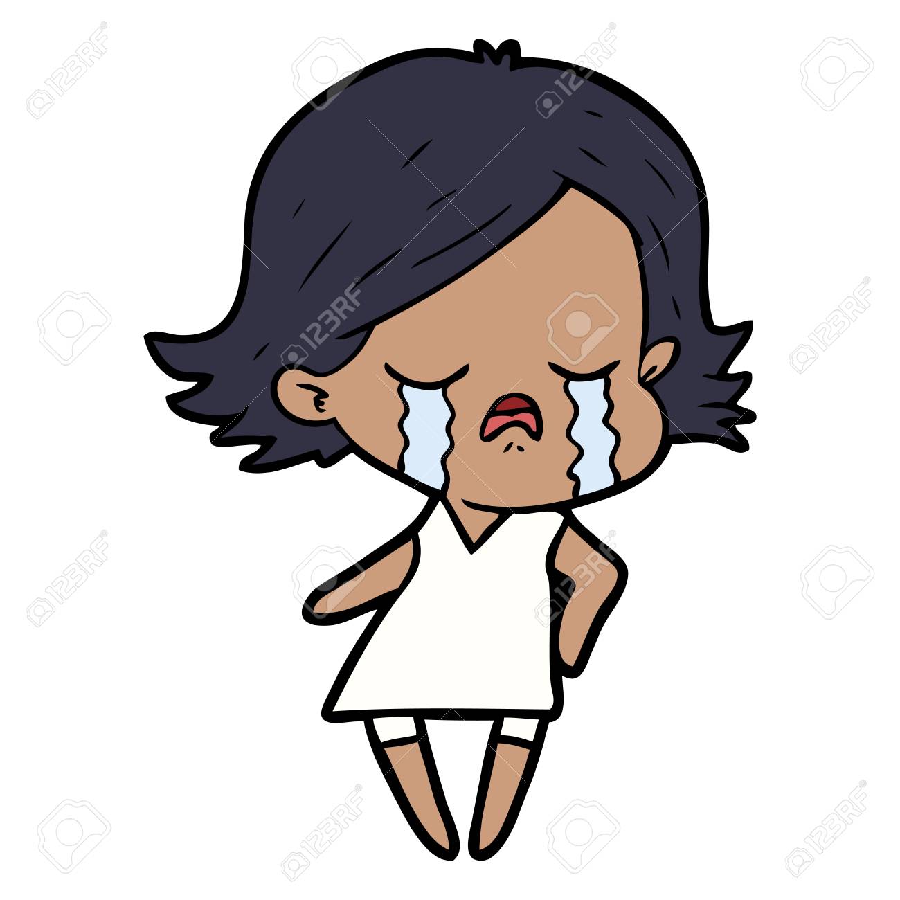 漫画の女の子泣くのイラスト素材 ベクタ Image