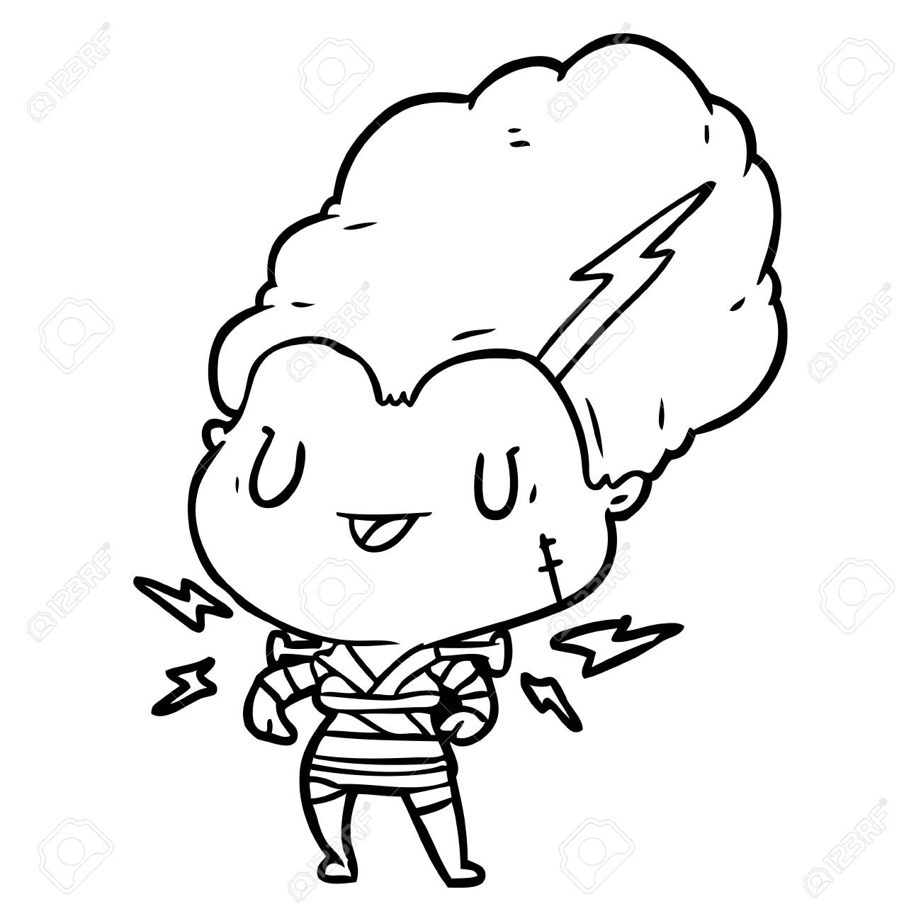 アンデッドモンスター花嫁の女性の線画のイラスト素材 ベクタ Image