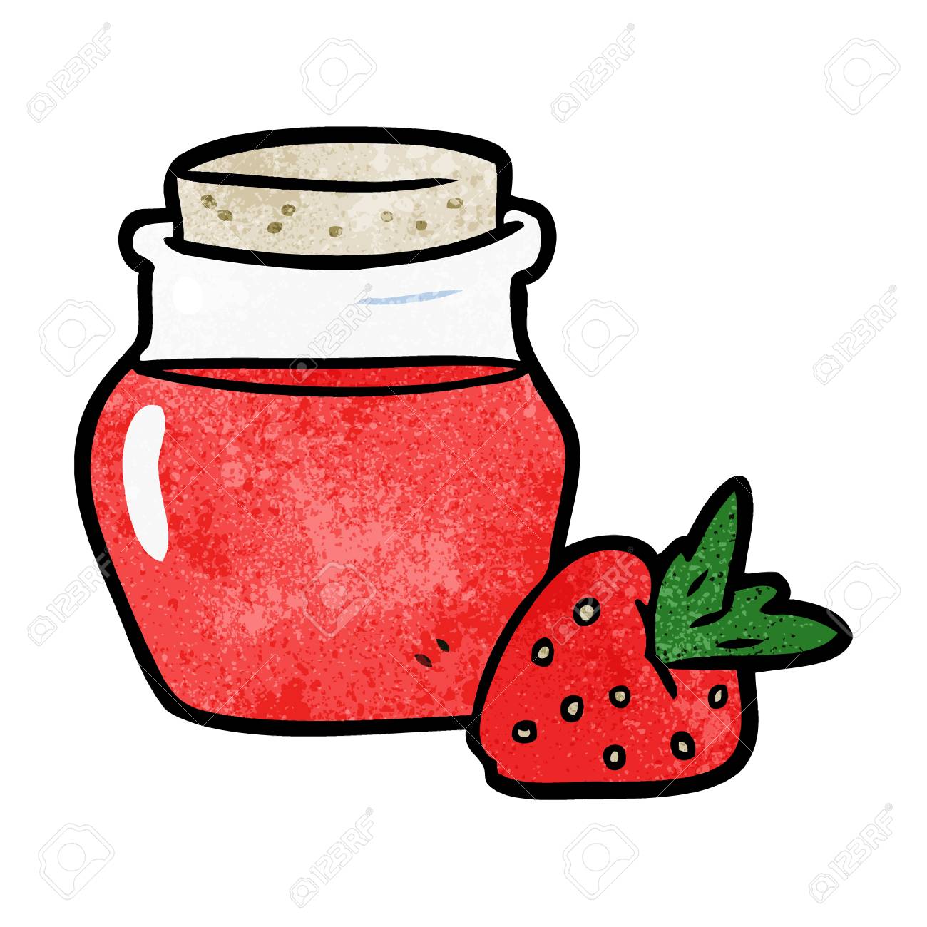 Pot De Dessin Anime De Confiture De Fraises Illustration Sur Fond