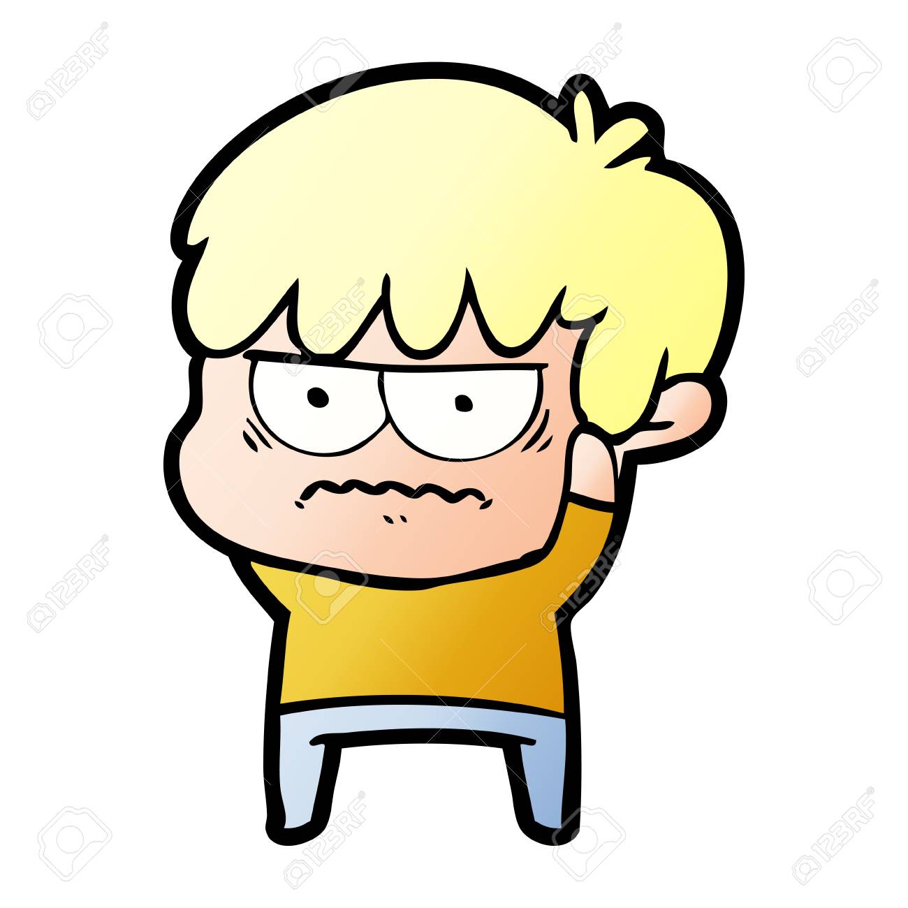 Annoyed Cartoon Boy Royalty Free SVG, Cliparts, Vectors, and Stock  Illustration. Image 95157604.