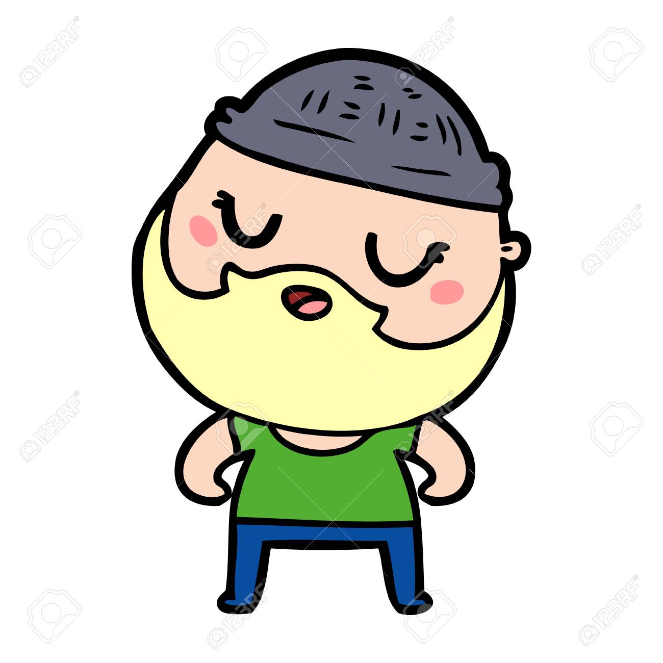 白で孤立したひげを持つかわいい男のベクトル漫画のイラストのイラスト素材 ベクタ Image