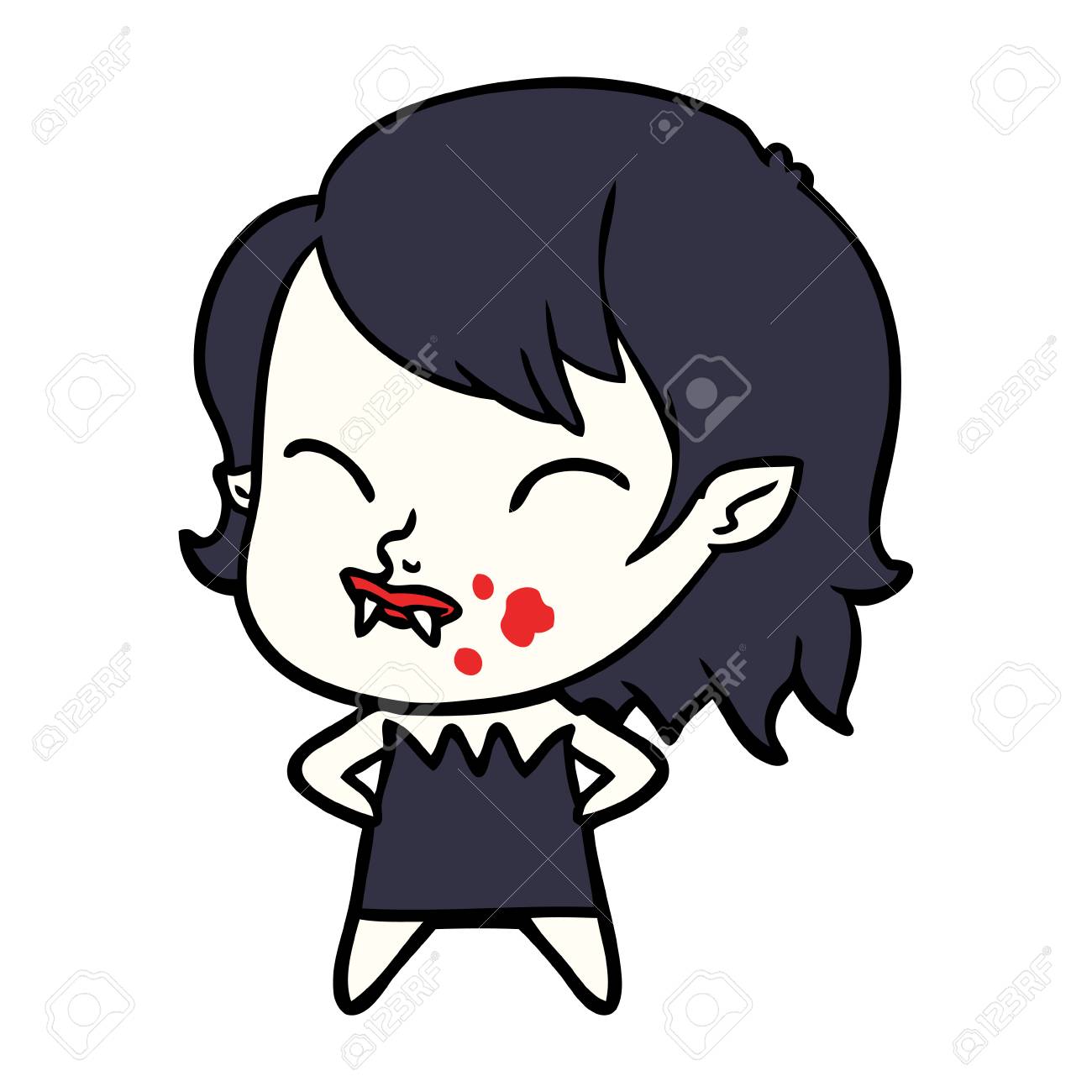 頬に血を持つ漫画吸血鬼の女の子のイラスト素材 ベクタ Image 頬に血を持つ漫画吸血鬼の女の子のイラスト素材 ベクタ Image