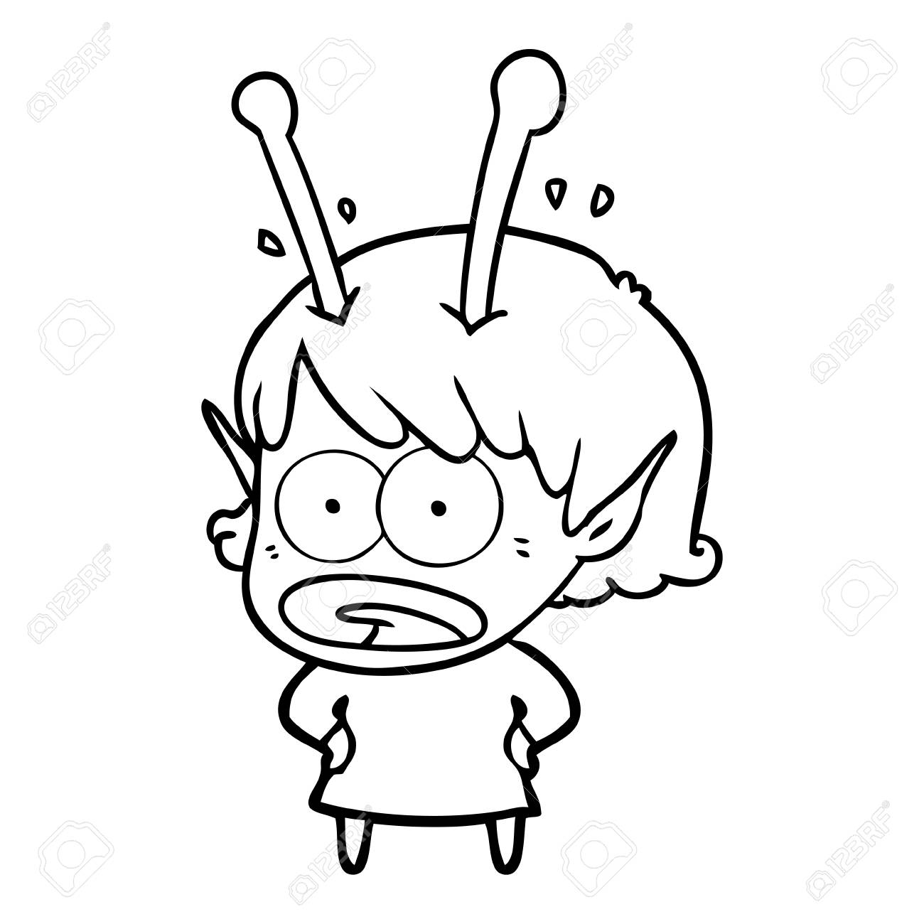 漫画は白い背景にエイリアンの女の子のイラストに衝撃を与えました のイラスト素材 ベクタ Image