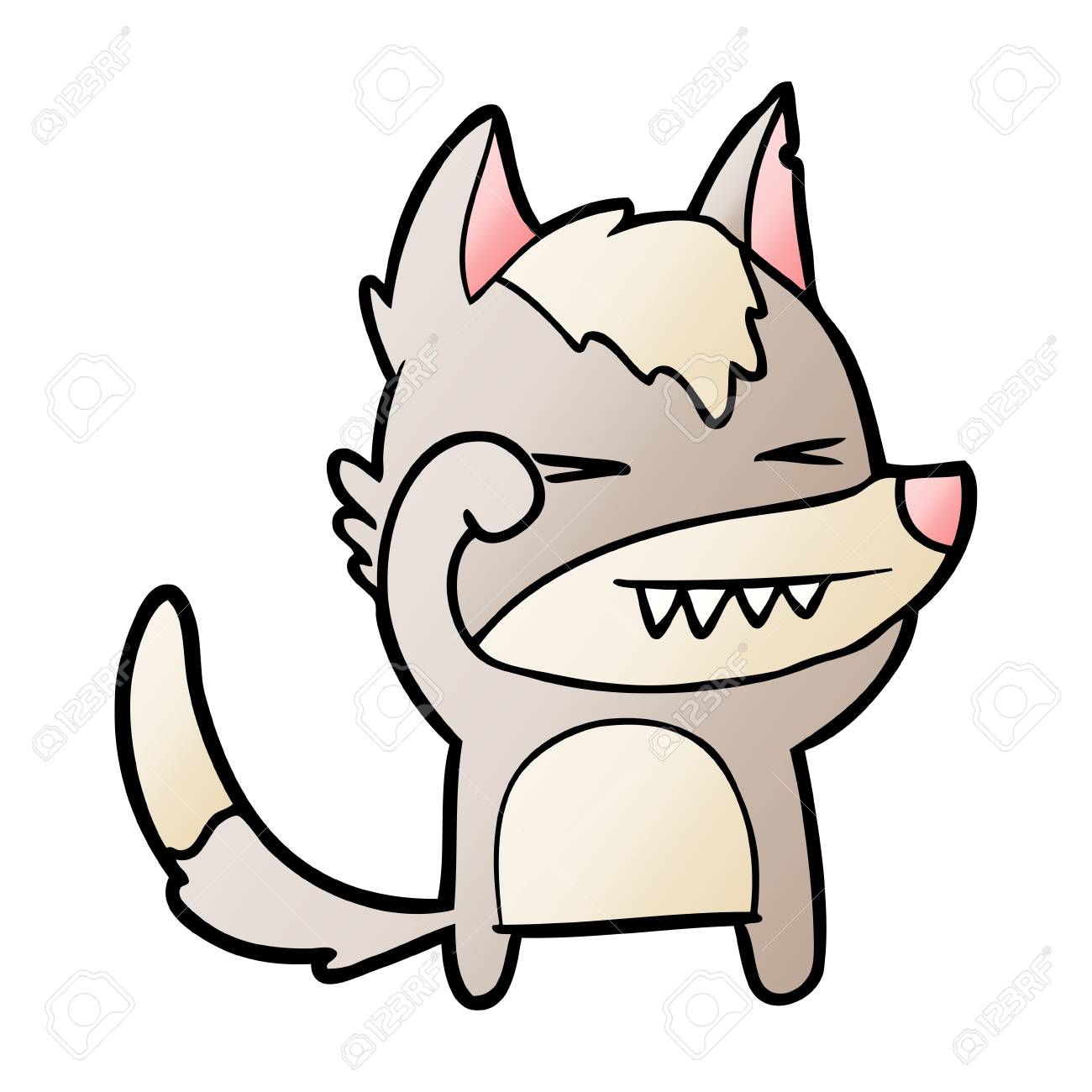 疲れたオオカミ漫画ベクトルイラスト のイラスト素材 ベクタ Image