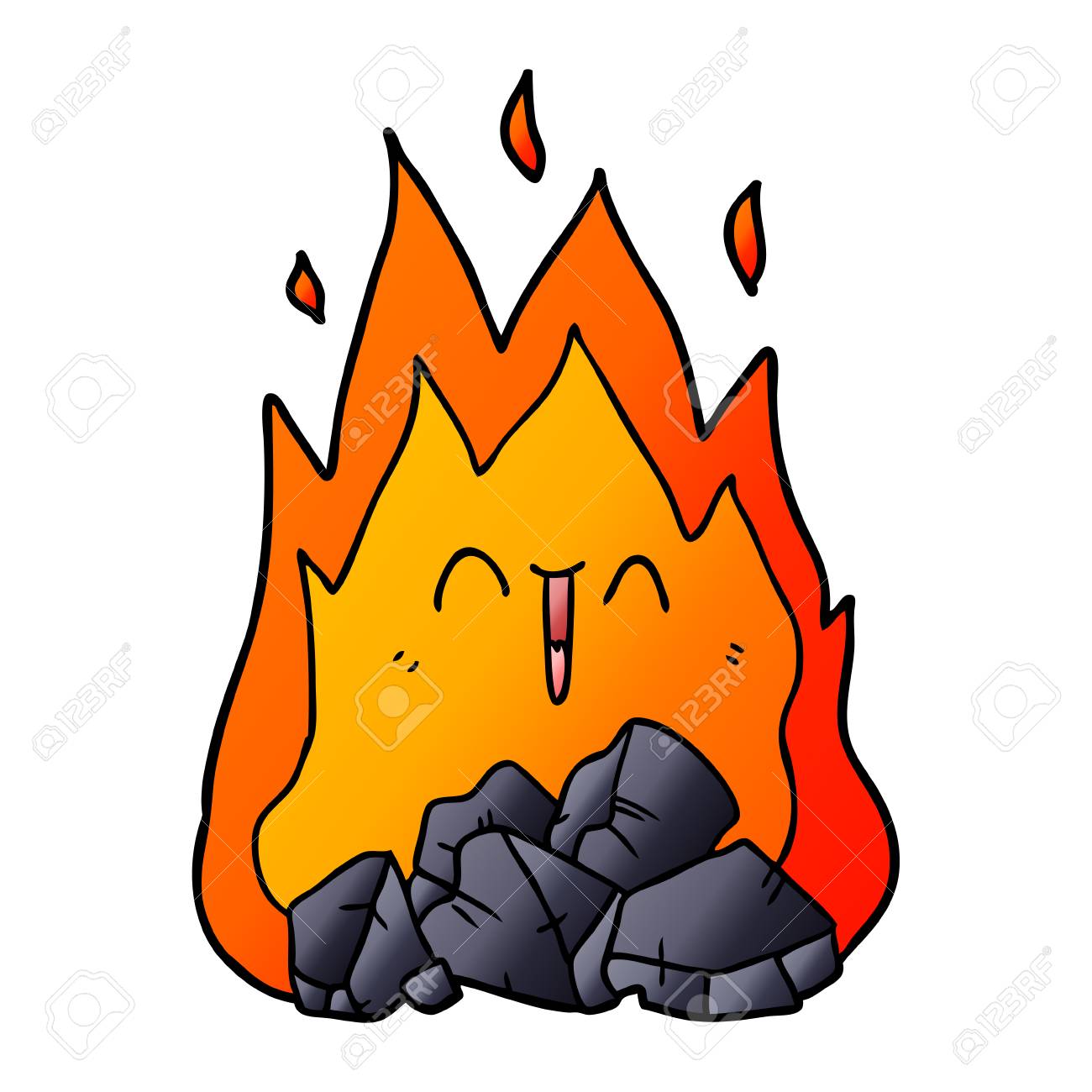 白い背景に石炭火災のイラストを燃やす漫画 のイラスト素材 ベクタ Image