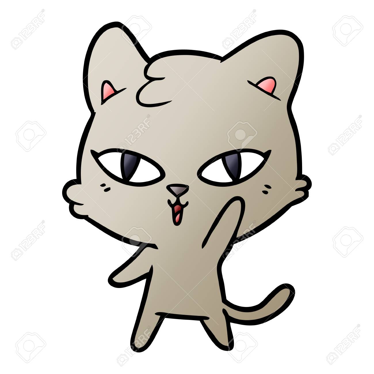 白背景にかわいい漫画猫イラスト のイラスト素材 ベクタ Image