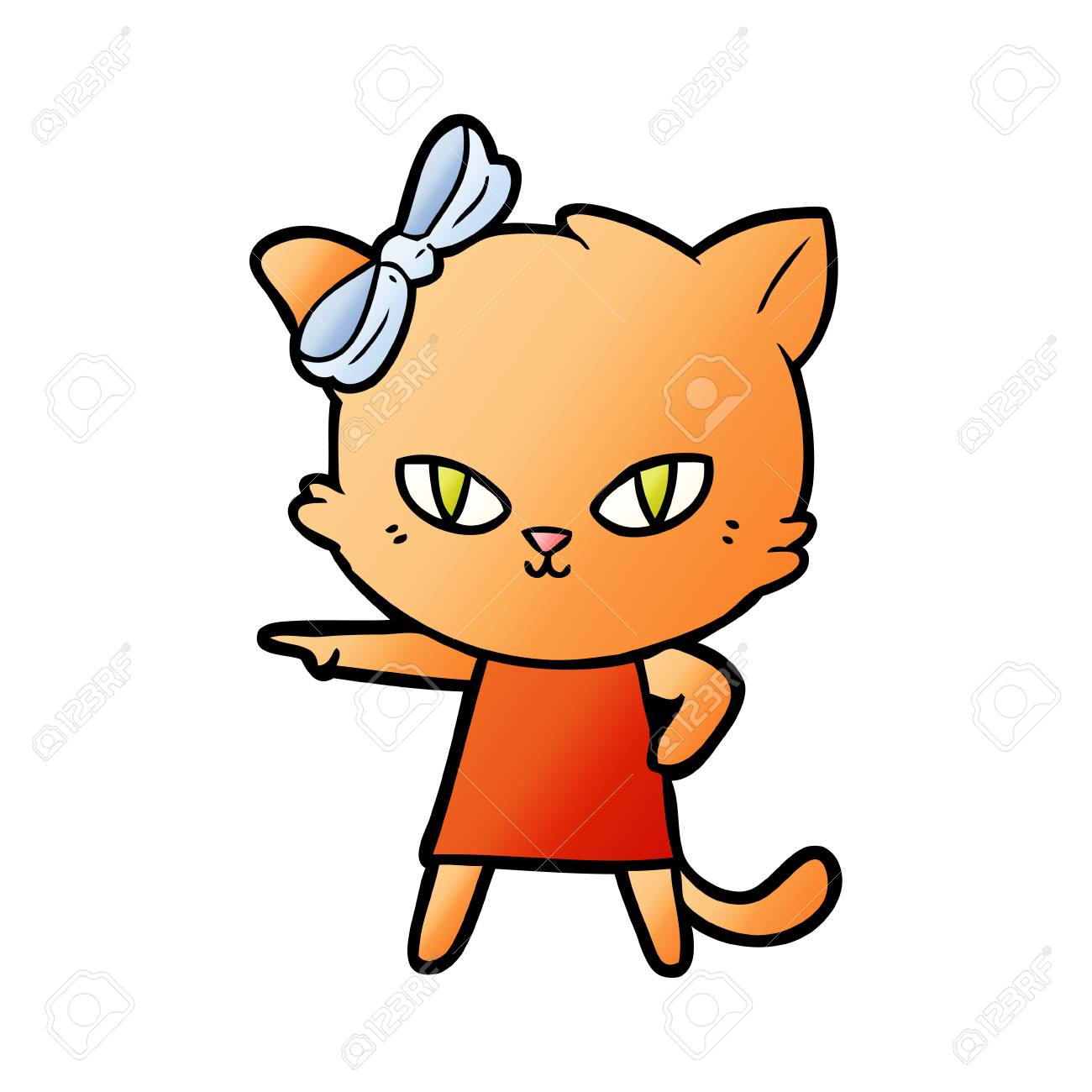 Cute Cartoon Cat Wearing Dress Vector Illustration Royalty Free Cliparts Vectors And Stock Illustration Image
