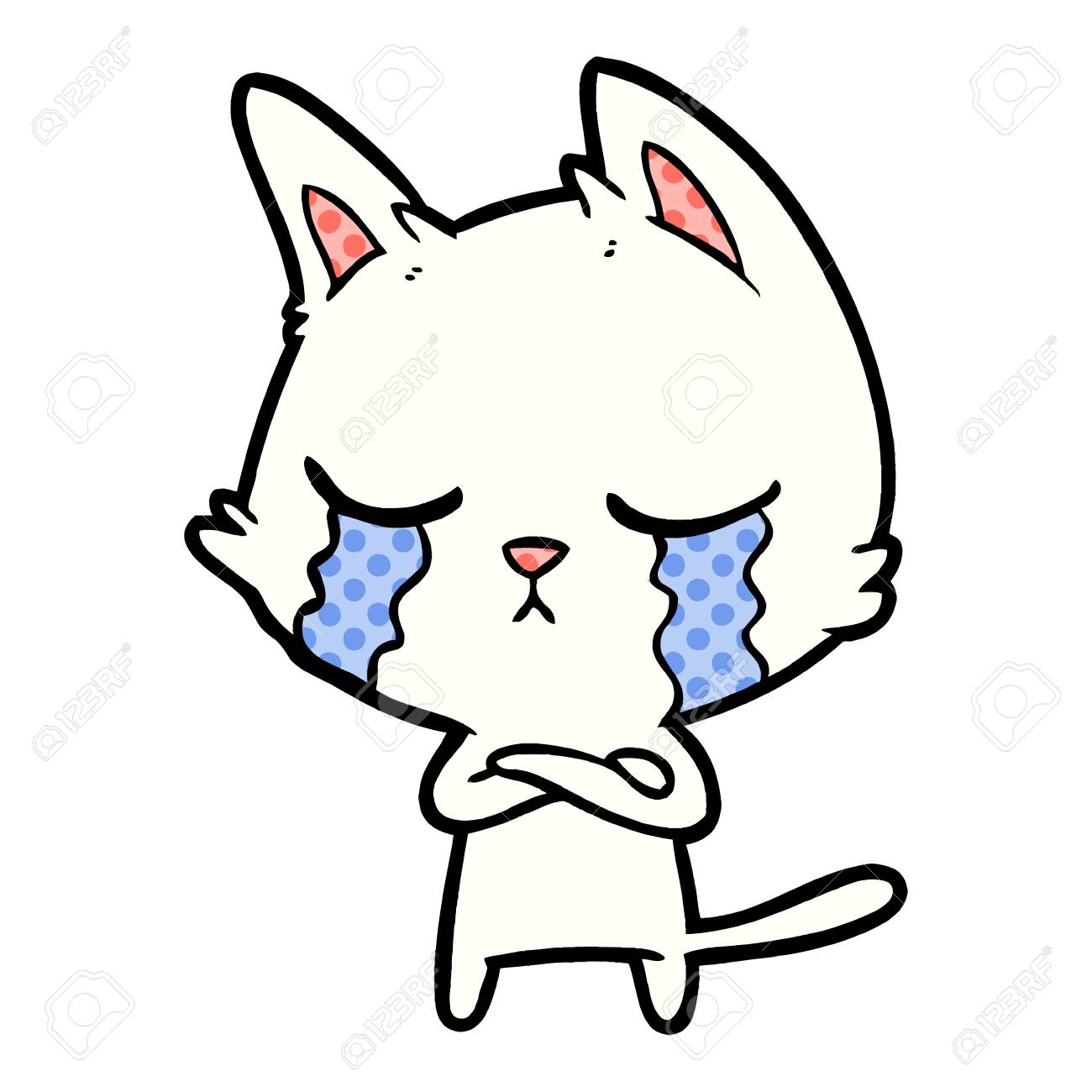 Illustration De Chat De Dessin Anime Qui Pleure Sur Fond Blanc Clip Art Libres De Droits Vecteurs Et Illustration Image
