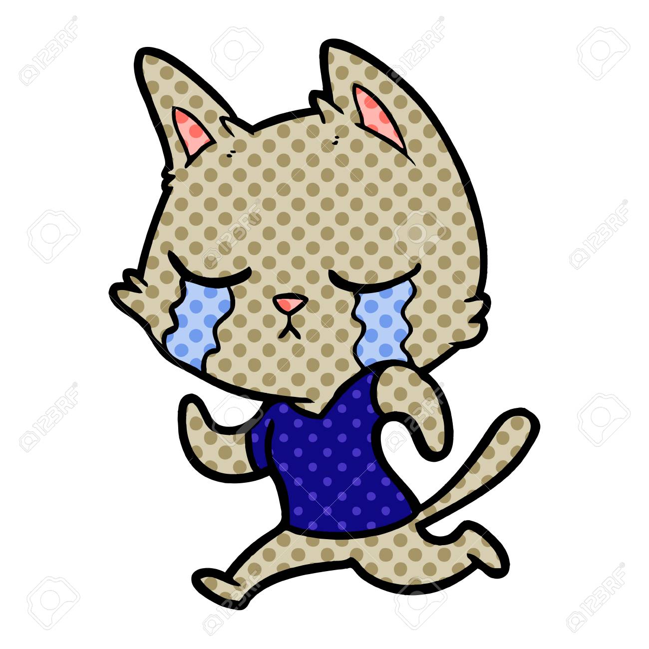 Crying Cartoon Cat Running Away Vector Illustration Royalty Free Cliparts Vectors And Stock Illustration Image