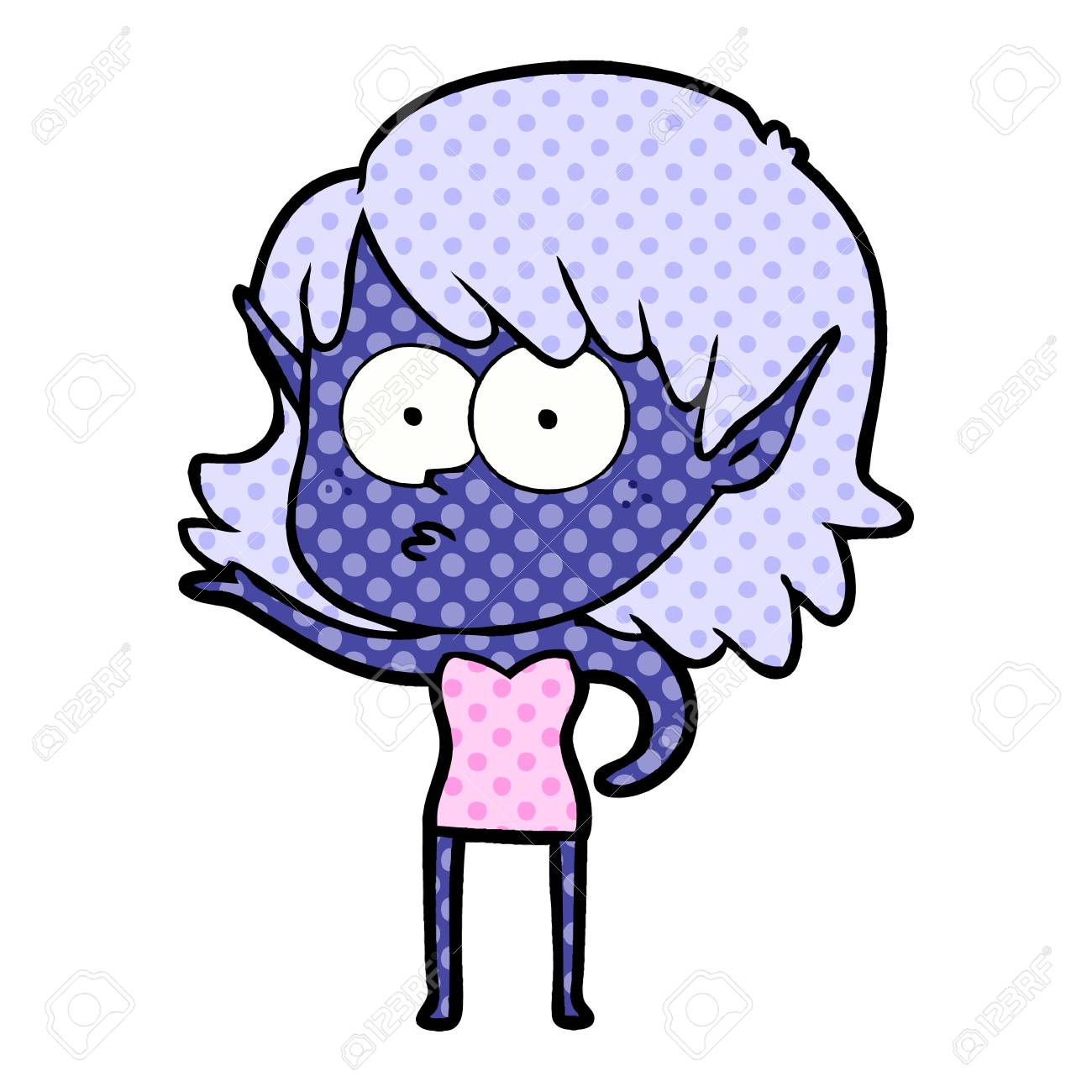 漫画は白い背景にエルフの女の子のイラストに衝撃を与えました のイラスト素材 ベクタ Image