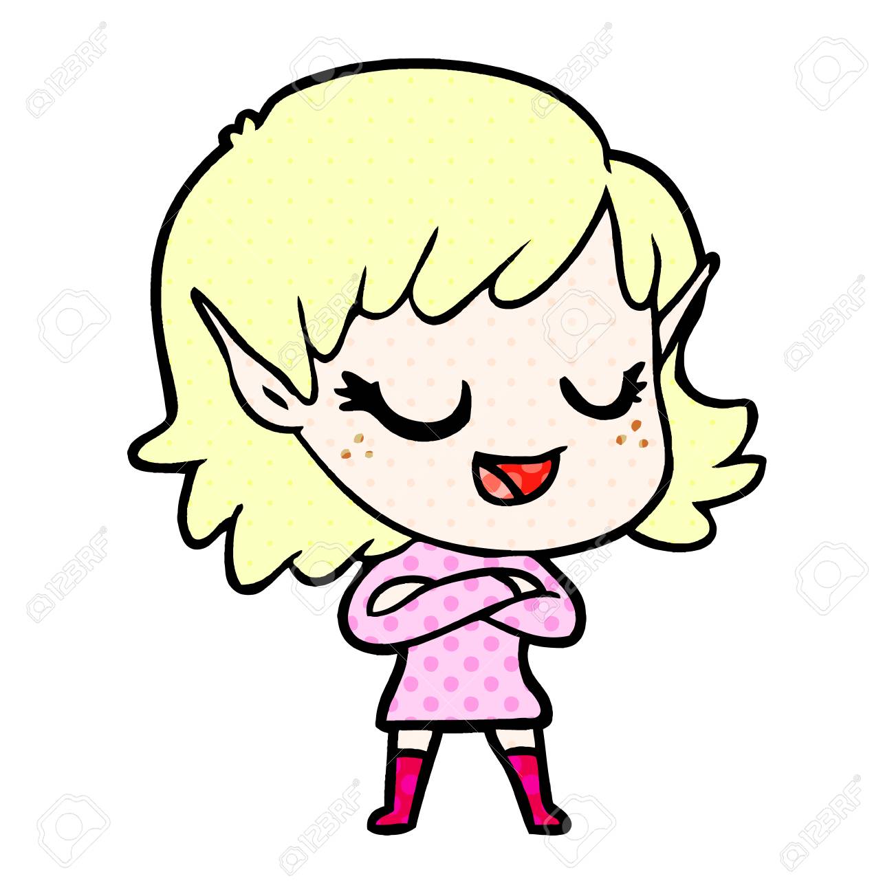 happy cartoon elf girl