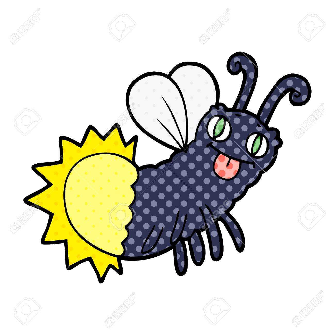 白い背景に漫画面白いホタルのイラスト のイラスト素材 ベクタ Image