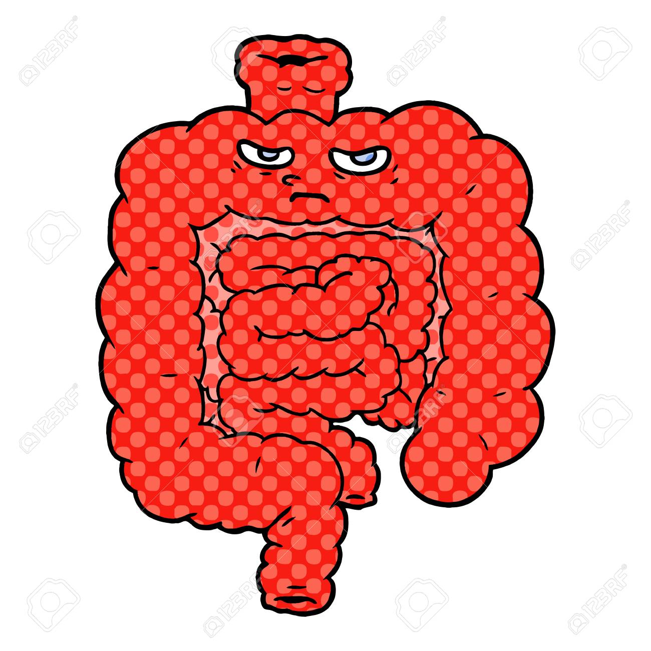 白い背景に漫画の腸のイラスト のイラスト素材 ベクタ Image