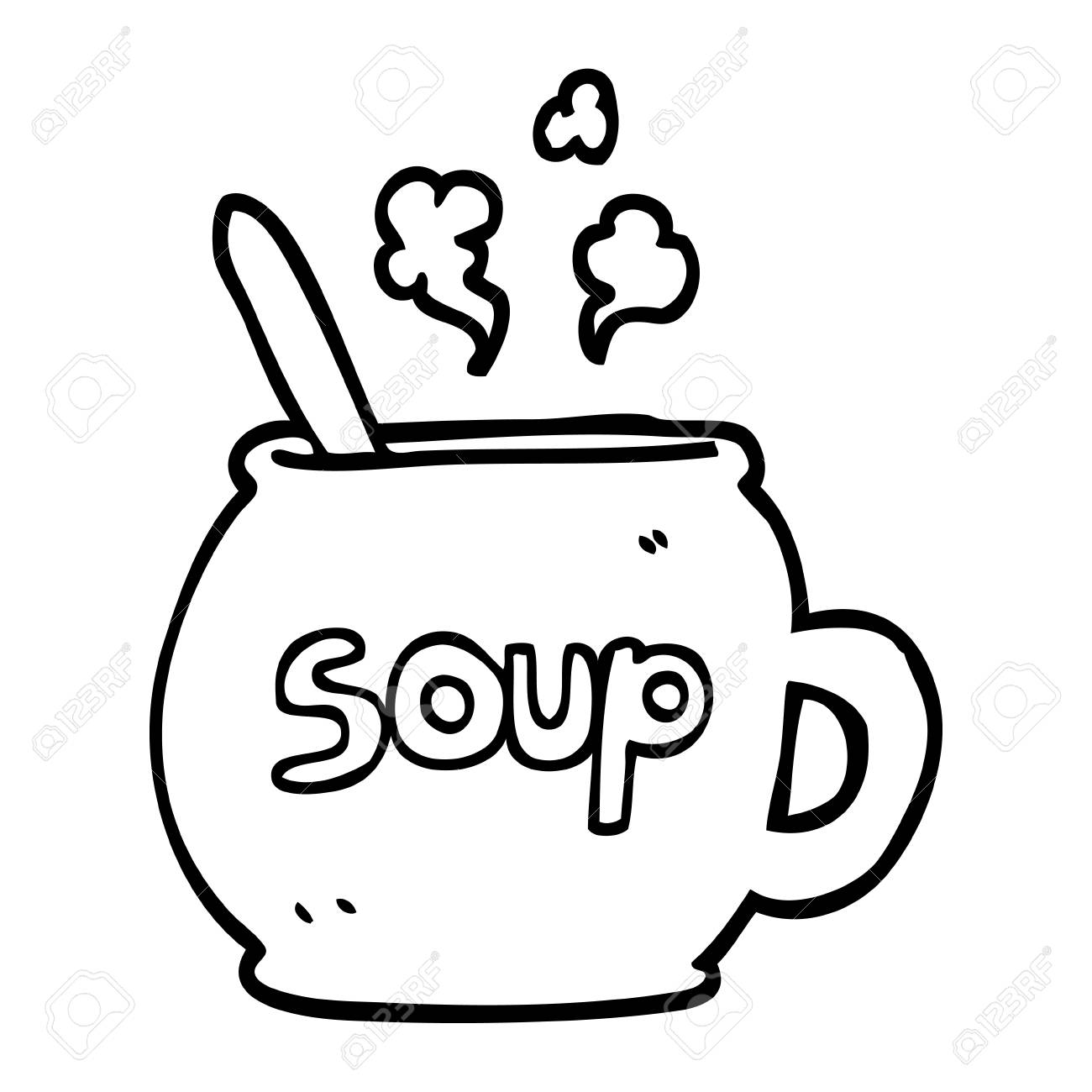 Black And White Cartoon Cup Of Soup Royalty Free SVG, Cliparts, Vectors,  And Stock Illustration. Image 110313684.