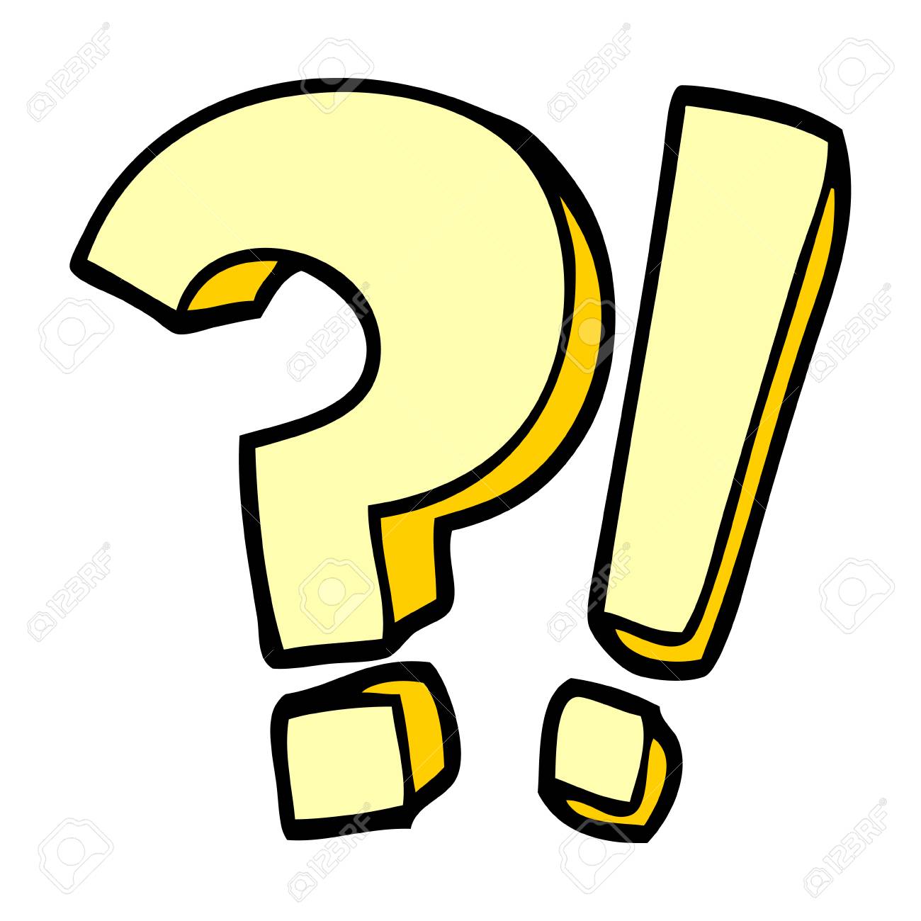 Cartoon Doodle Question Mark And Exclamation Mark Royalty Free