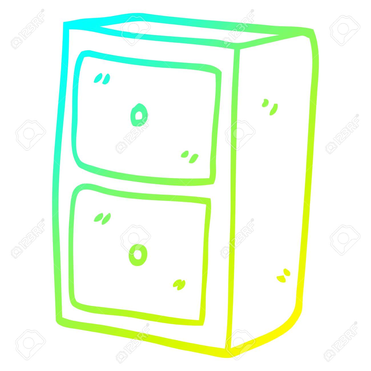 Cold Gradient Line Drawing Of A Cartoon Filing Cabinet Royalty