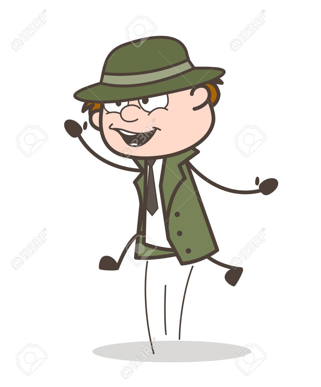 興奮のベクトル図にジャンプ漫画の探偵のイラスト素材 ベクタ Image