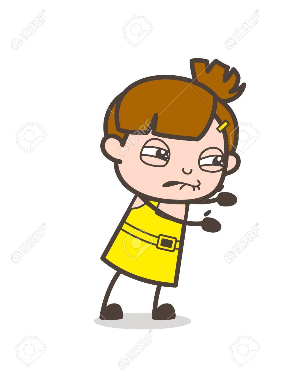 力強い表情のかわいい漫画の女の子ベクトル のイラスト素材 ベクタ Image