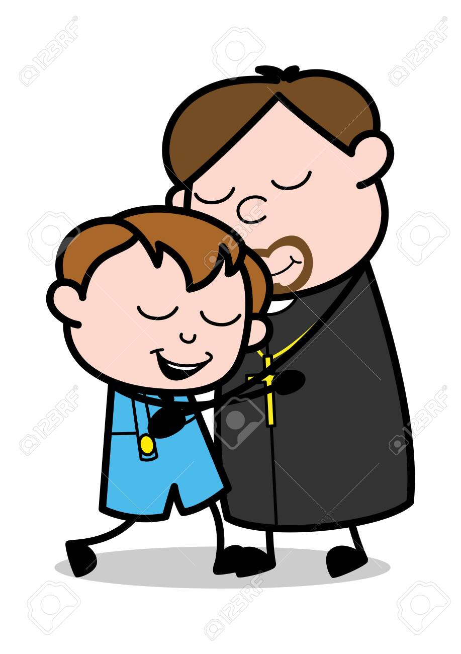 Father GIving A Hug To A Kid - Cartoon Priest Monk Vector Illustration  Royalty Free Cliparts, Vectors, And Stock Illustration. Image 127441440.