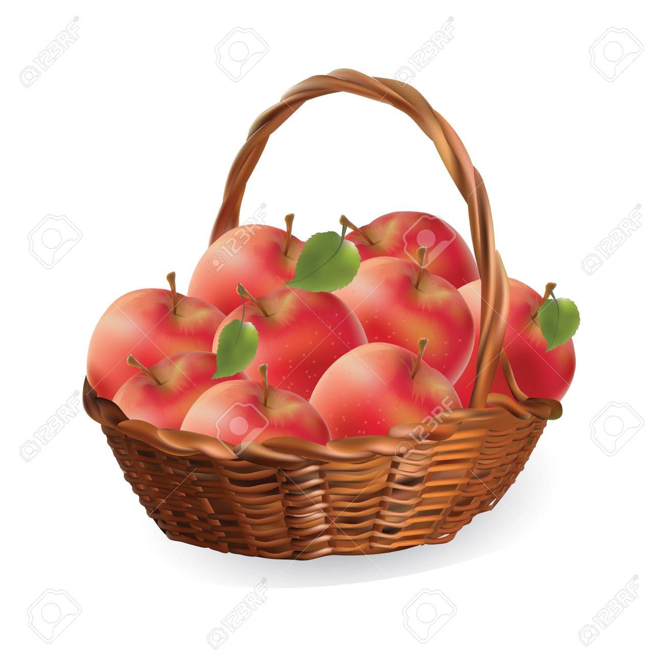 りんごのバスケット 収穫のりんごのベクトル図 のイラスト素材 ベクタ Image