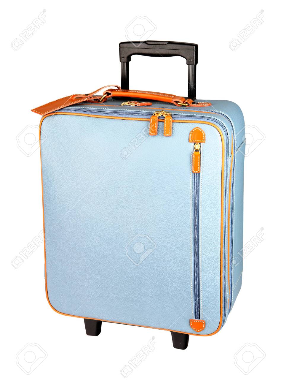 light blue suitcase