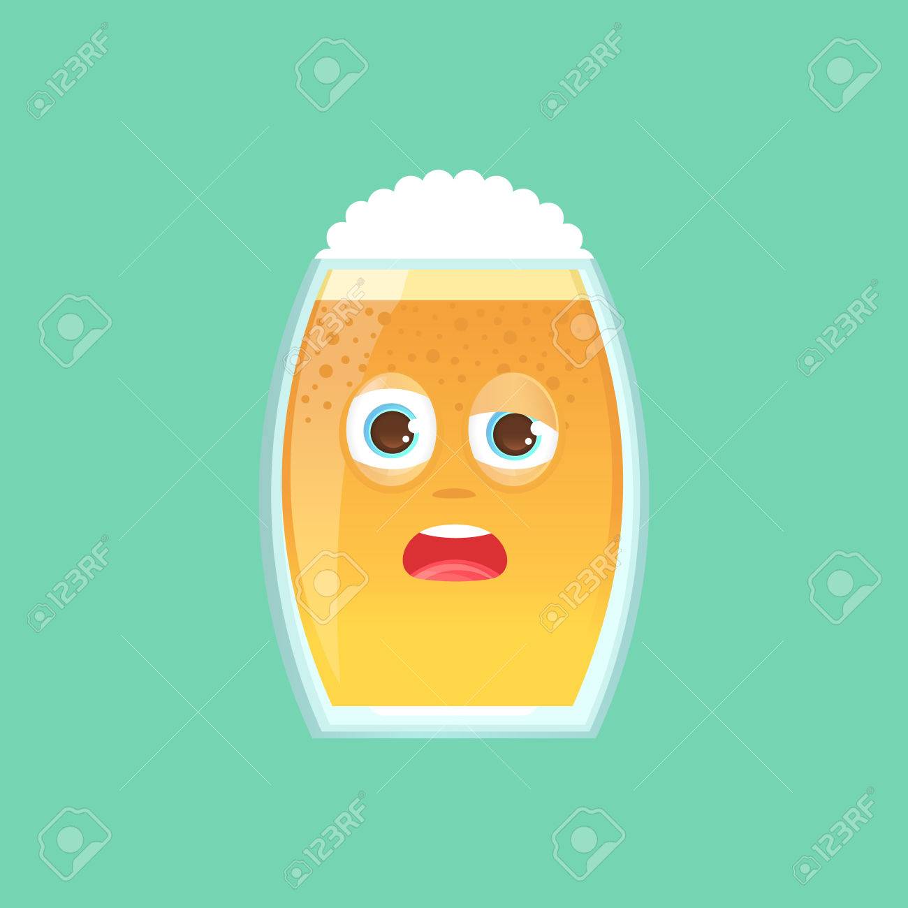 ビール 泡泡とガラスの文字 感情的なアイコン 酔って 眠い 疲れた 困惑の目 を細め オクトーバーフェストの日 メッセンジャーとその他の通信のためのステッカー のイラスト素材 ベクタ Image