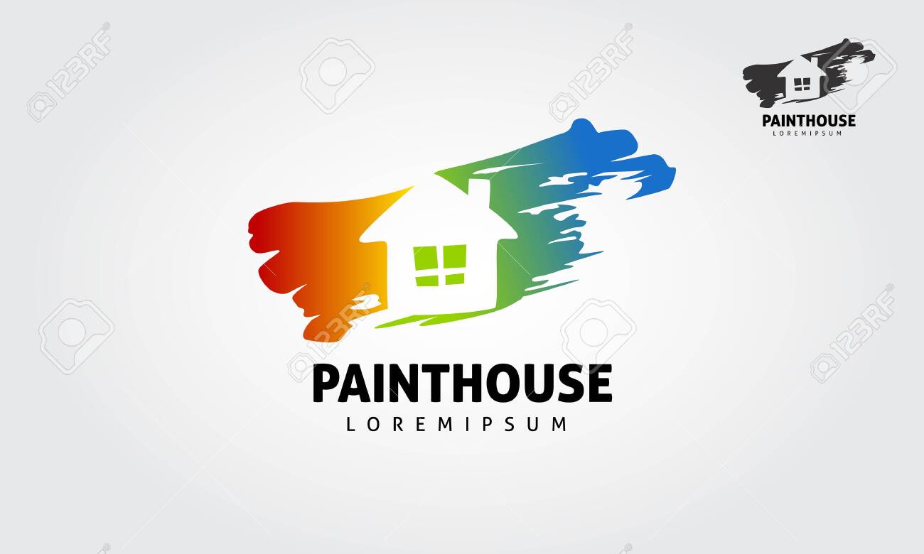 Paint House Vector Logo Template House Painting Service - Paint can label template