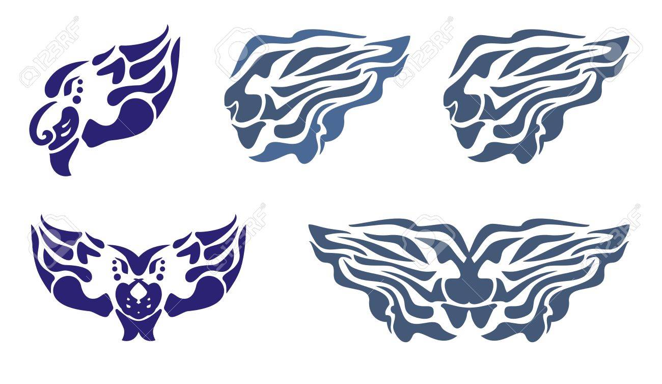 炎のライオンの頭と翼を水します のイラスト素材 ベクタ Image