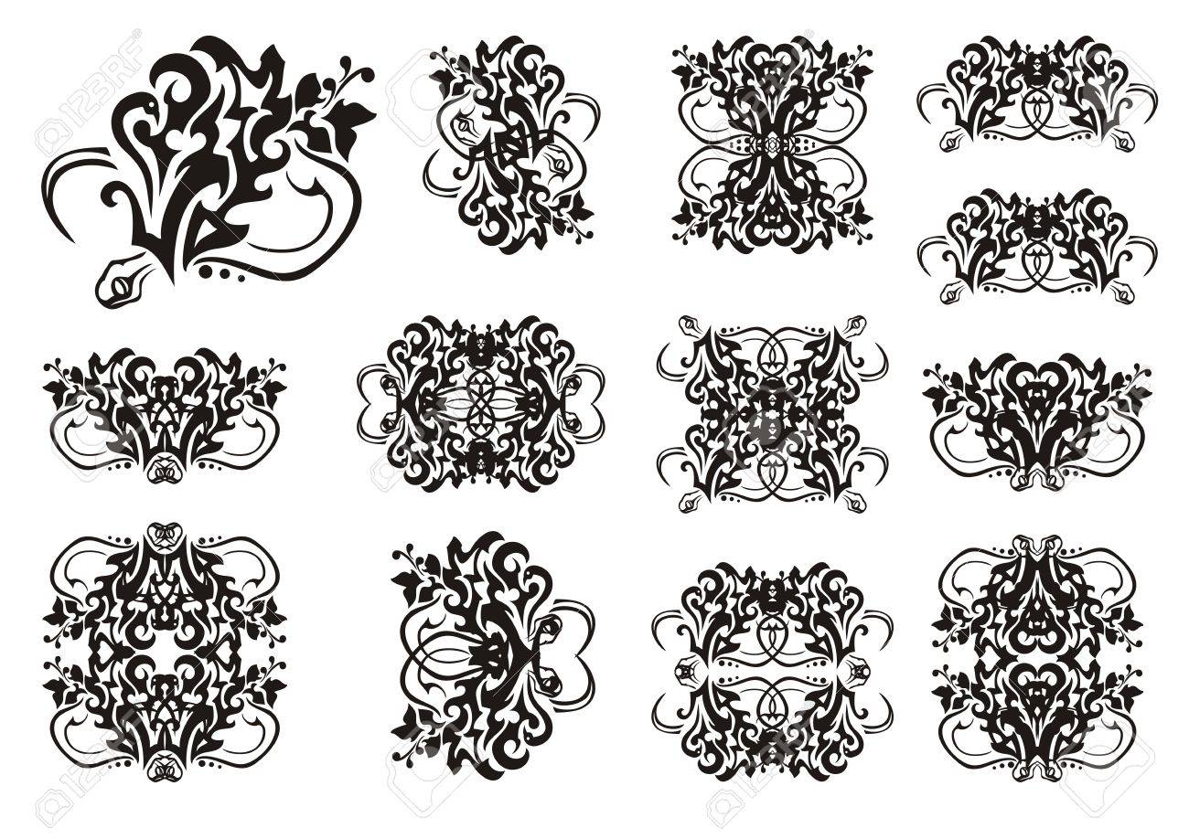 decorative snake symbols in tribal style set of snake symbols