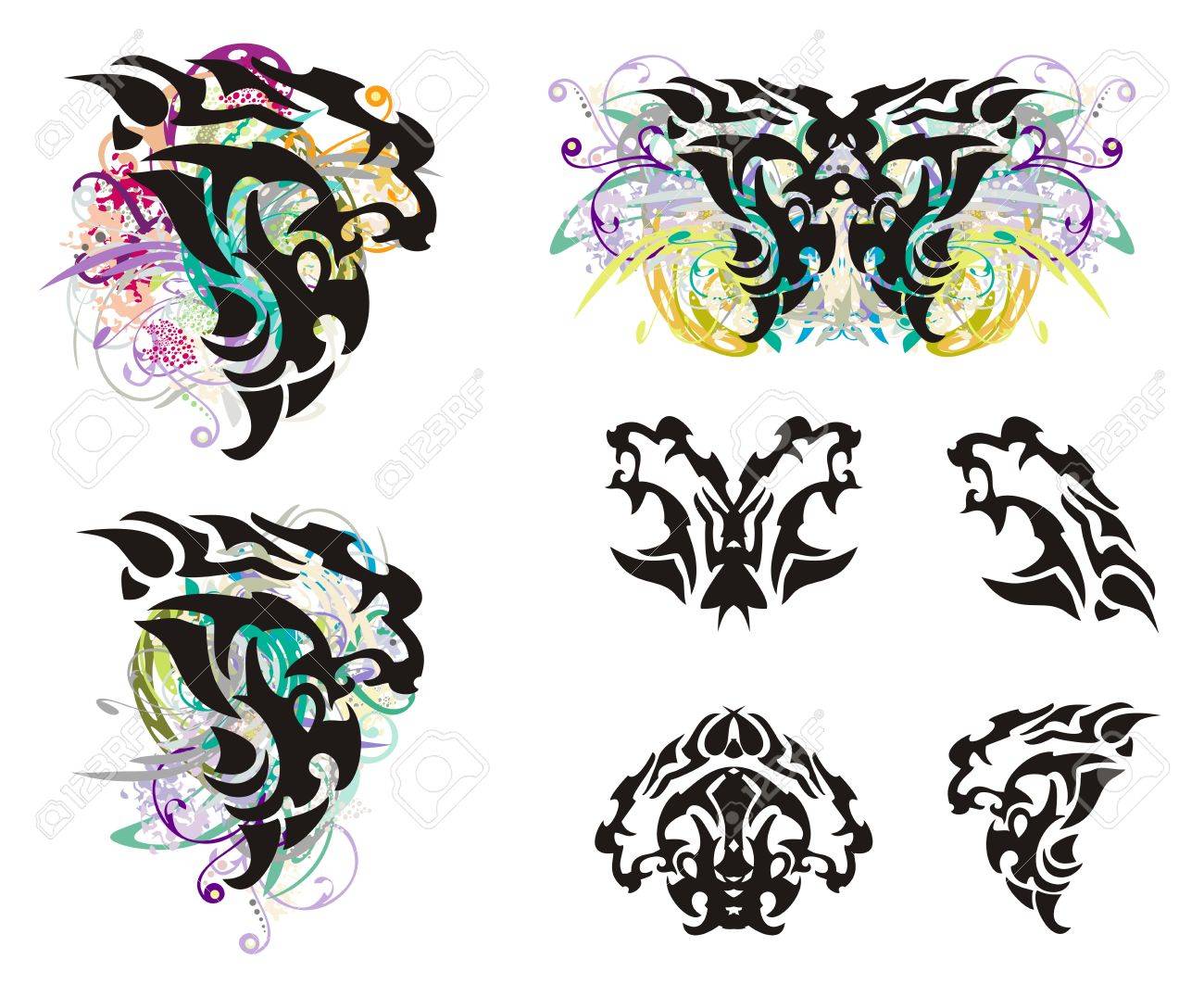 grunge lion head and lion head symbols tribal head of a furious