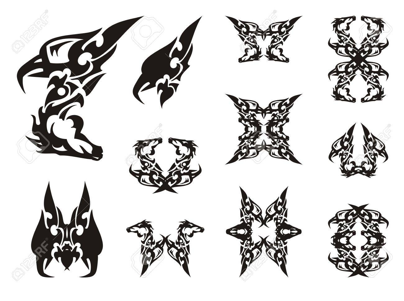 tribal unusual eagle horse symbols abstract eagle horse symbol