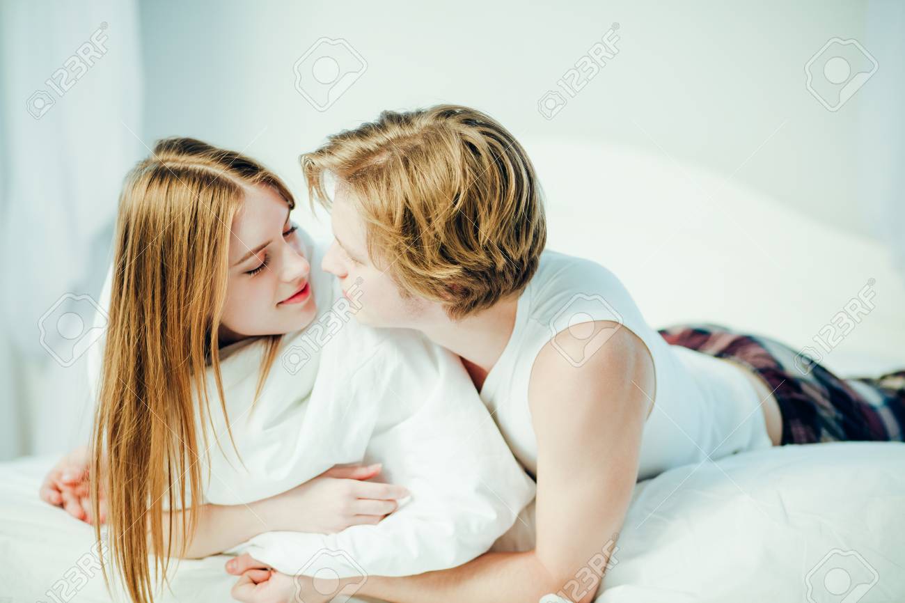 Two Mature People Are Kissing In Bed Just Enjoying Eh Other Stock Photo Picture And Royalty Free Image Image 95964590