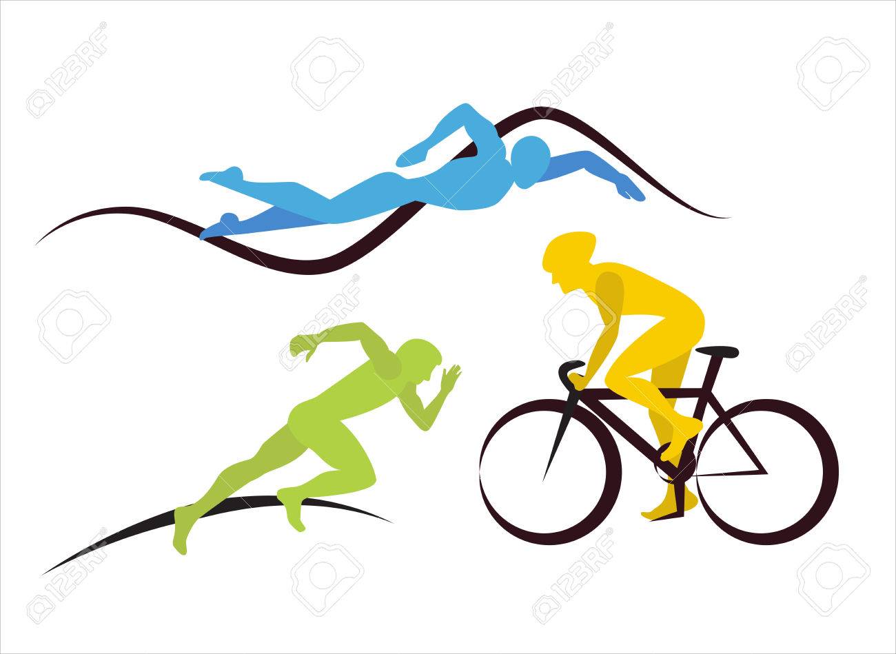 three triathlon athletes icons for triathlon and other spot