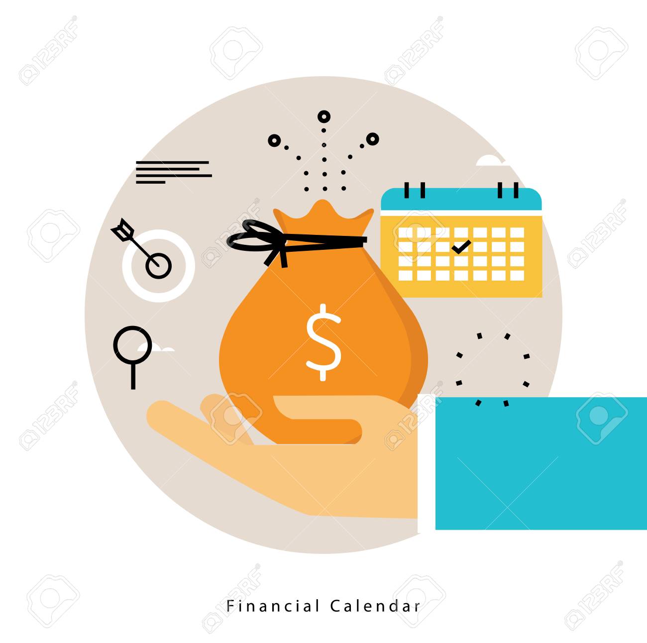 financial calendar monthly budget planning flat vector illustration financial planning calendar