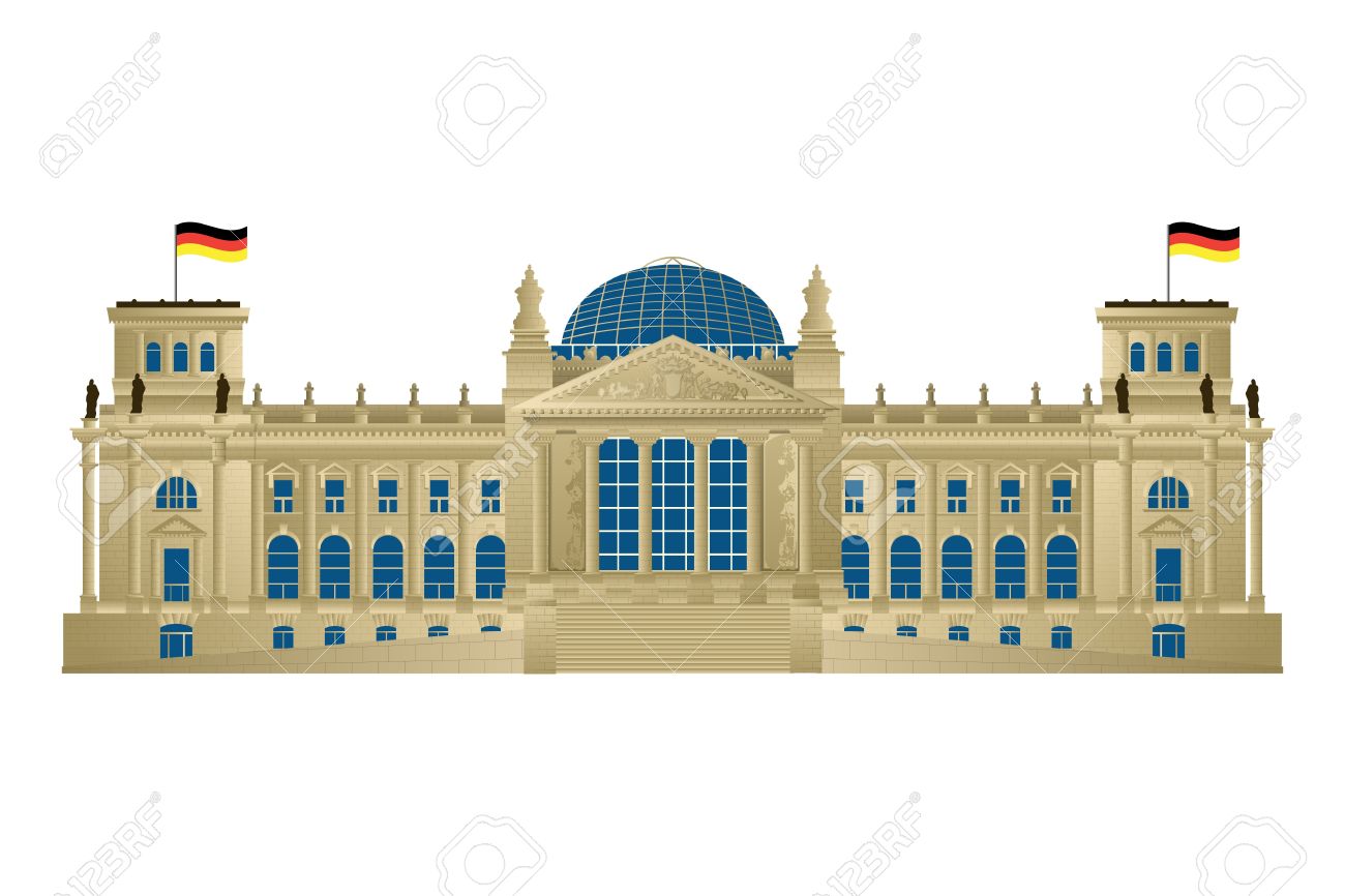 ベルリンの議会、reichstag の詳細なイラスト。白い背景の上の分離と