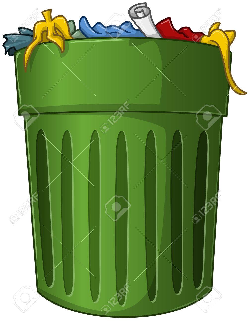ゴミ箱の中でできる大きな緑ゴミのベクトル イラストのイラスト素材 ベクタ Image