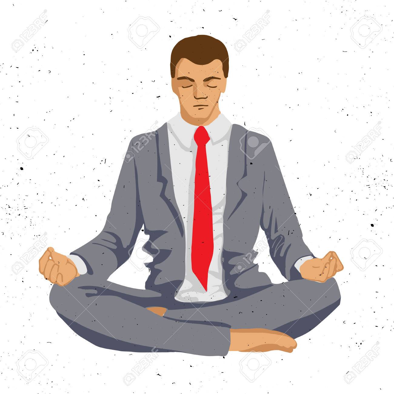 Empresario Pensando Durante La Meditacion Ilustracion Vectorial De Dibujos Animados El Hombre De Negocios Meditando En Posicion De Loto Con Los Ojos Cerrados Ilustraciones Vectoriales Clip Art Vectorizado Libre De Derechos Image